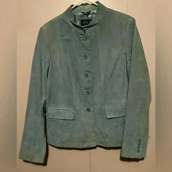NWT Light Green/Blue BGSD Women's Sz XL Suede Button Down Blazer - Picture 2 of 11